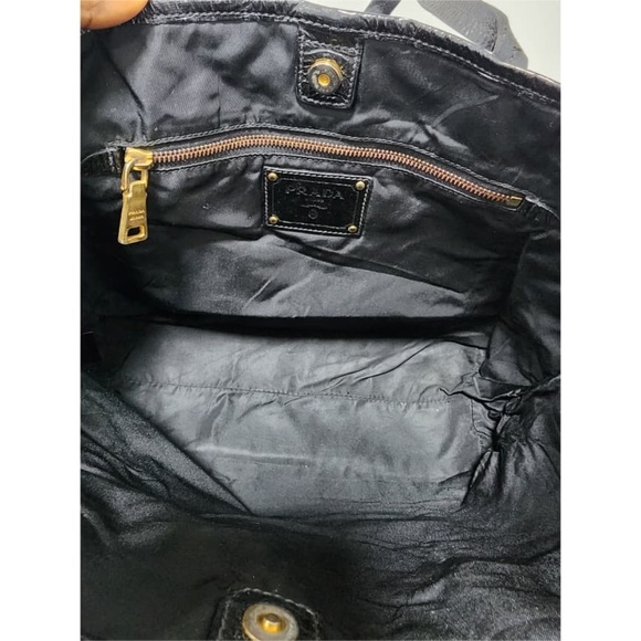 Authentic Prada Nylon Leather Tote Bag Black - Picture 6 of 12